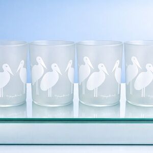 Vintage 1960s - Georges Briard - Frosted Glass Crane Highball Glasses – Set of 4